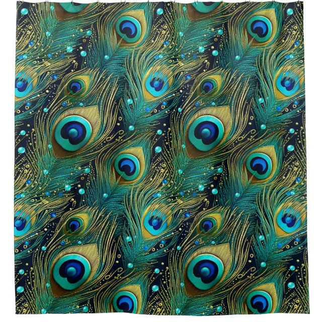 Peacock Passion Throw Kissen Duschvorhang (Vorderseite)