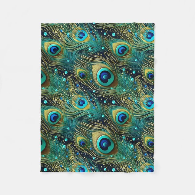 Peacock Passion Throw Kissen Fleecedecke (Vorderseite)