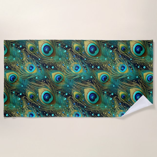 Peacock Passion Throw Kissen Strandtuch (Vorderseite)