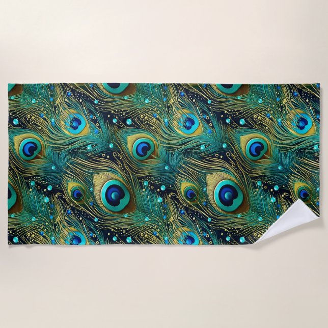 Peacock Passion Throw Kissen Strandtuch (Vorderseite)