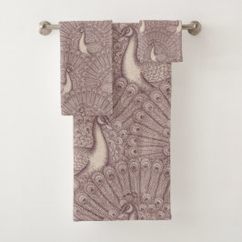 peacock pattern badhandtuch set