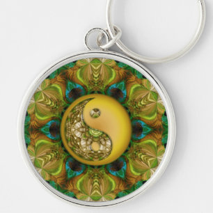 Peacock Pattern YinYang Mandala Keychain Schlüsselanhänger