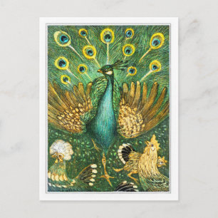 Peacock - Pauw met Kippen - Theo van Hoytema Postkarte