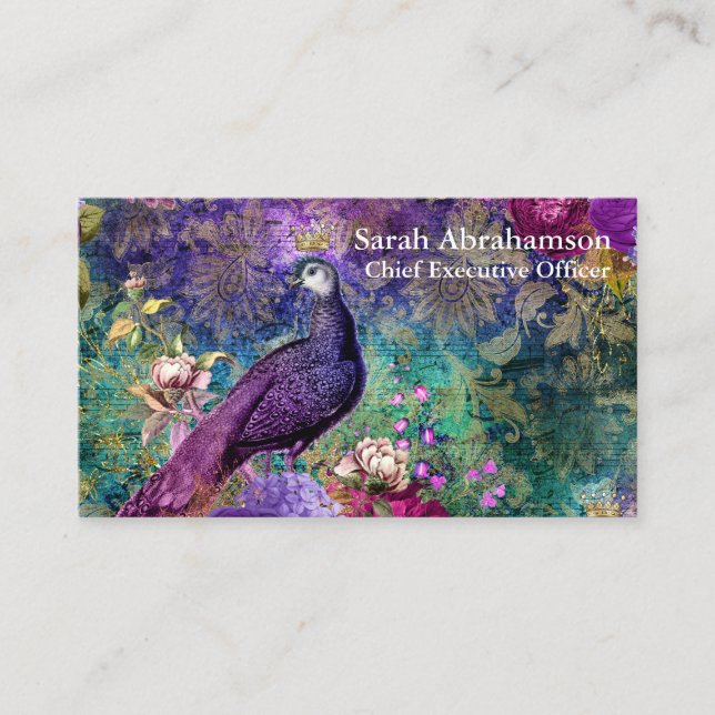 Peacock Peacocks Colorful Business Cards Visitenkarte (Vorderseite)