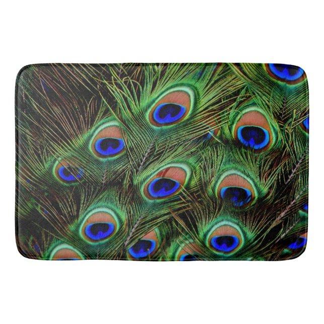 Peacock Peacocks Feathers bathmat Badematte (Vorderseite)