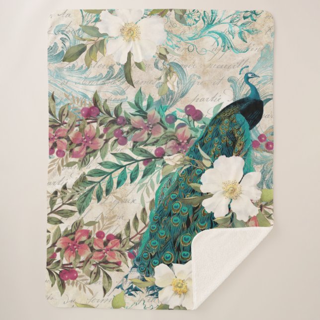 Peacock Peacocks Large Sherpa Blankon Sherpadecke (Vorderseite)