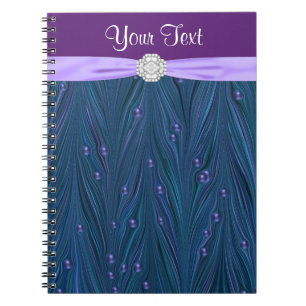 Peacock Pearls Lila Aquamarin Blue Spiral Notebook Notizblock