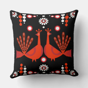 Peacock Pfau Bird Folk Art Cushi Kissen