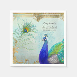 Peacock Pfau Schwanz Feathers Imitats Gold Leaf Sw Serviette