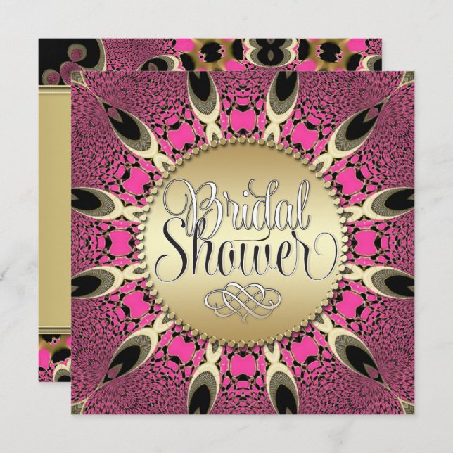 Peacock Pink Funky Brautparty Party Einladungen (Vorne/Hinten)