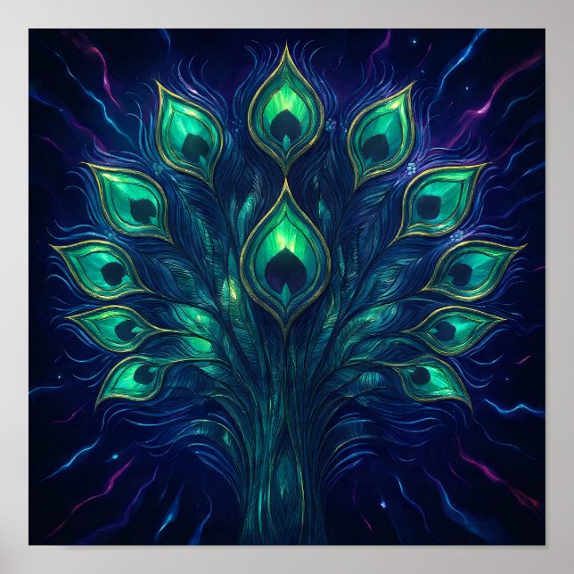 Peacock Plume Pulse: Velvet Jewel Tone Abstract Poster (Vorne)