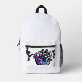Peacock purple roses bedruckter rucksack