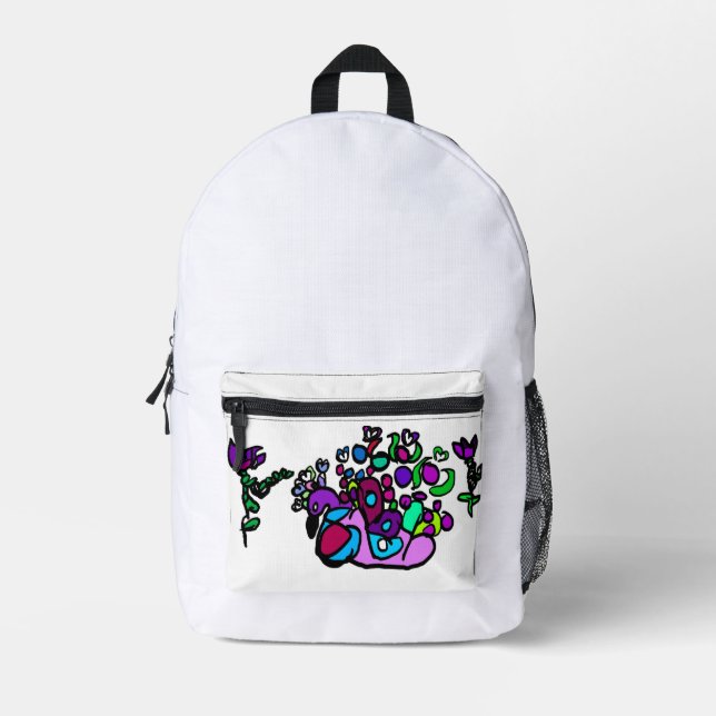 Peacock purple roses  bedruckter rucksack (Vorderseite)