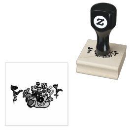 Peacock purple roses gummistempel