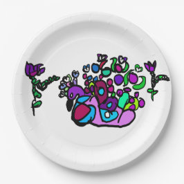 Peacock purple roses pappteller