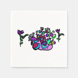 Peacock purple roses serviette