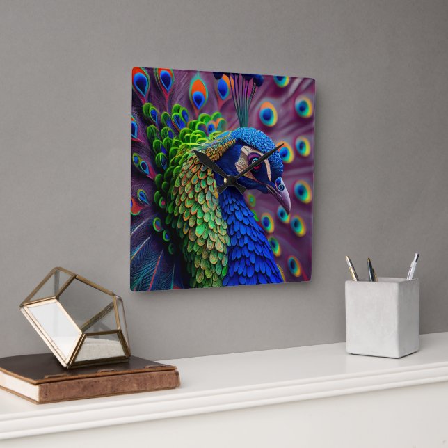 Peacock Quadratische Wanduhr (Büro)