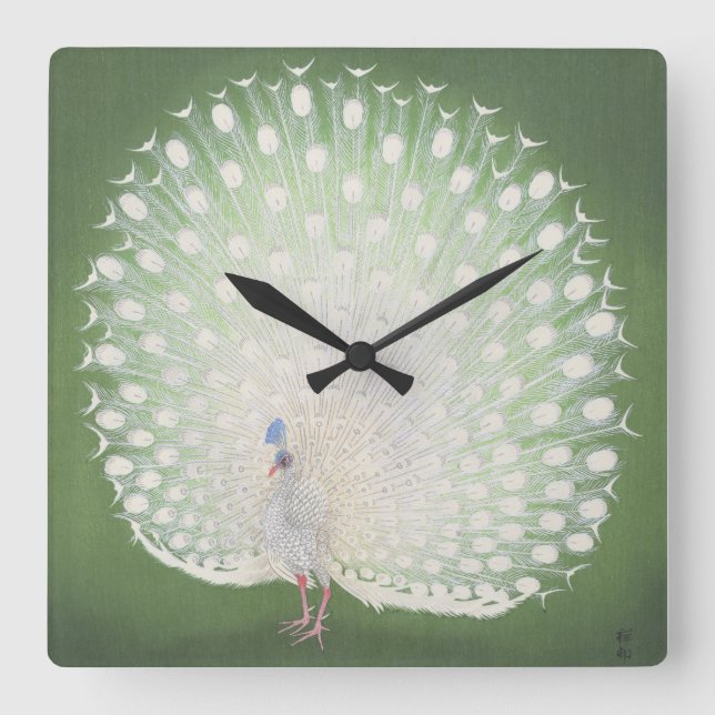 Peacock Quadratische Wanduhr (Vorderseite)