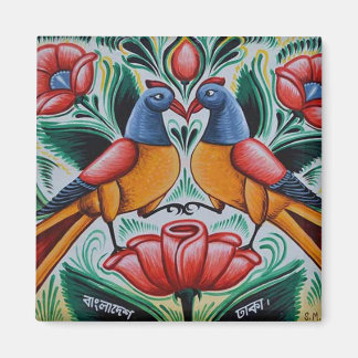 Peacock rickshaw art magnet