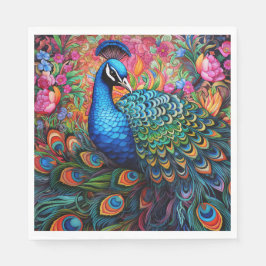 Peacock Rose Elegantes Hübsches Papier Napkins Serviette