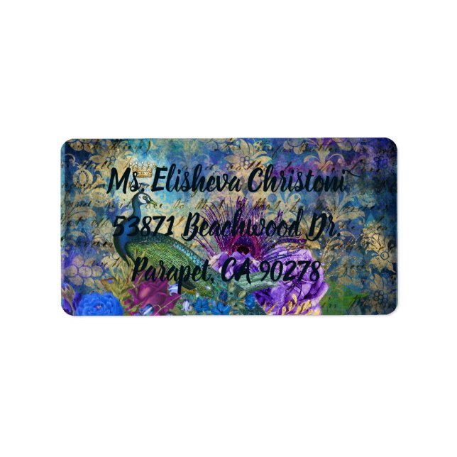 Peacock Rücksendeadressen-Aufklebers Peacocks Adressaufkleber (Vorne)