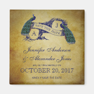 Peacock Rustic Save the Date Magnet