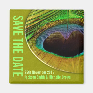 Peacock Save the Date Green Magnet