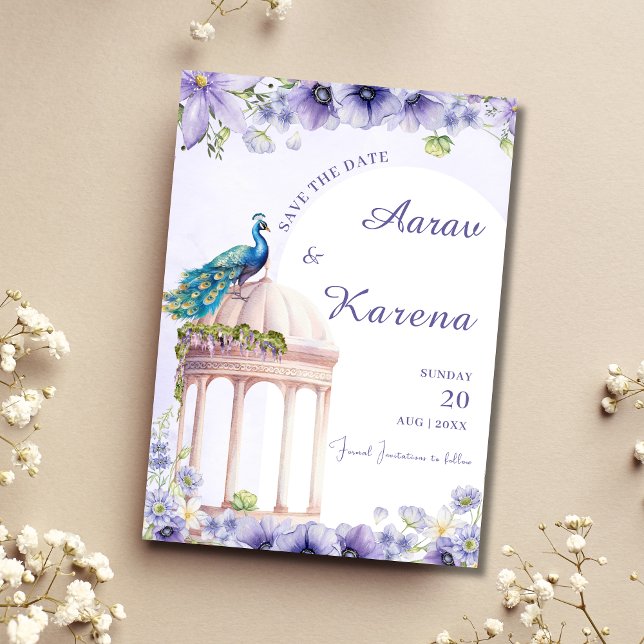Peacock Save the Date indische Save the Date-Karte Einladung (Von Creator hochgeladen)