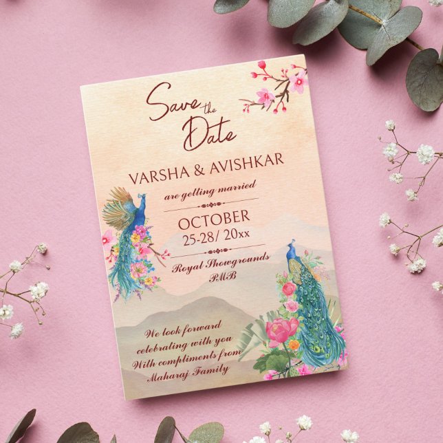 Peacock-Save the Date Vorlageneinladung Einladung (Von Creator hochgeladen)
