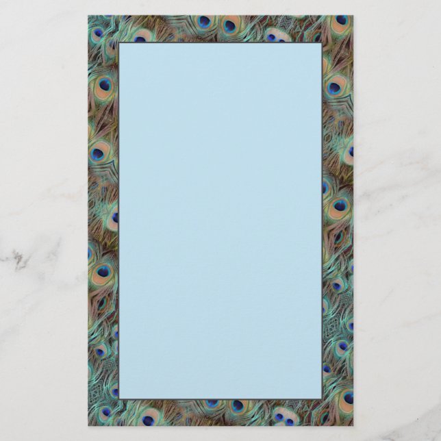 Peacock Schwanz Feather Design 5.5 x 8.5 Briefpapier (Vorderseite)