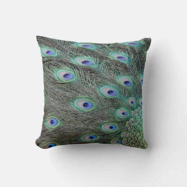 Peacock Schwanz Feathers Kissen (Vorderseite)