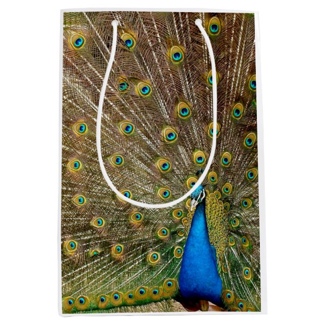 Peacock Schwanz Feathers Mittlere Geschenktüte (Vorderseite)