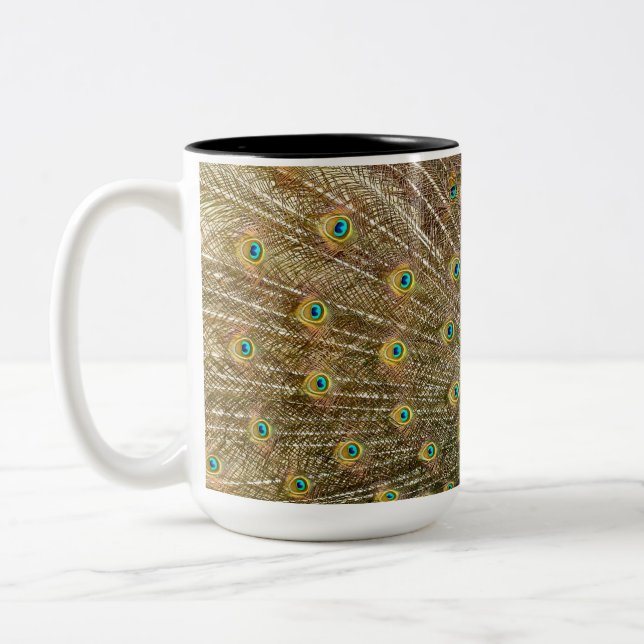 Peacock Schwanz Feathers Zweifarbige Tasse (Links)