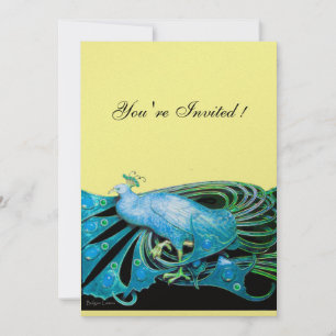 PEACOCK schwarz, blau, gold Metallpapier Einladung