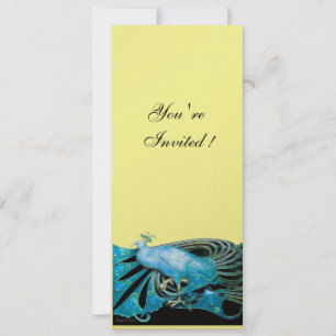 PEACOCK Schwarz, Blau, Gold, Metallpapier Einladung