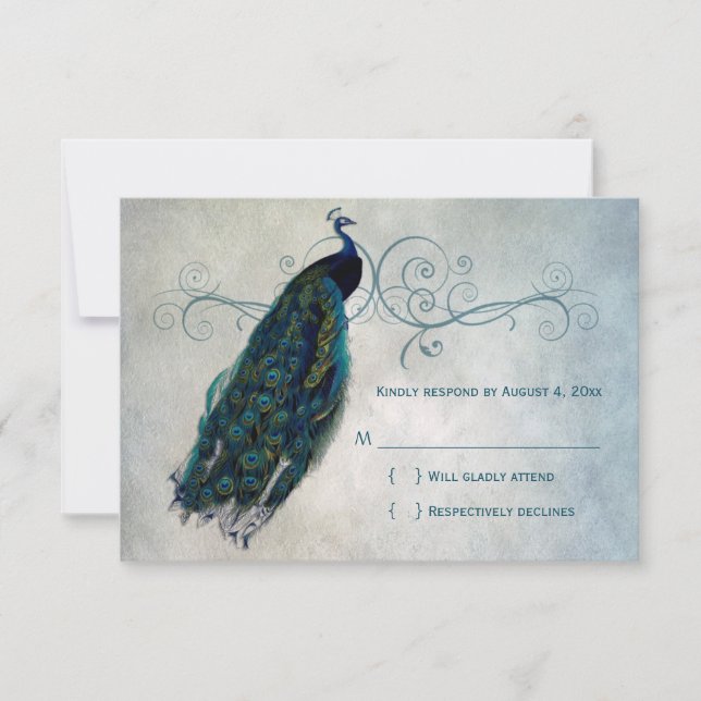 Peacock Scroll UAWG RSVP Karte (Vorderseite)
