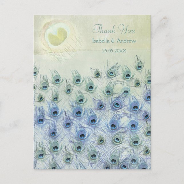 Peacock Sea Fantasy Wedding Danke Karte (Vorderseite)