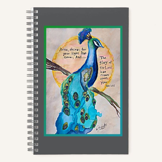 Peacock Shine IS60:1 border g-t Spiral Notebook Notizbuch (Vorderseite)