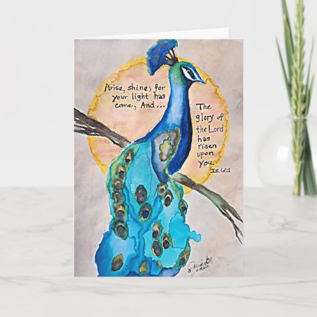 Peacock Shine Isaiah 60v1  Karte (Vorderseite)