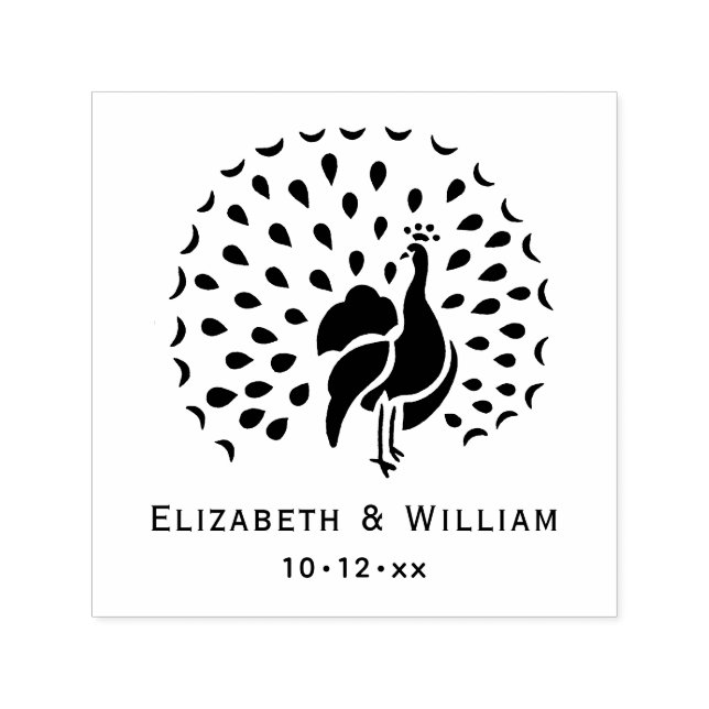 Peacock Silhouette #1 Bride Groom Couple Permastempel (Design)