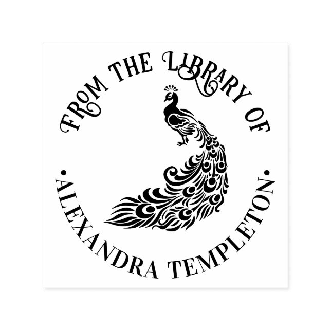 Peacock Silhouette #4 "From the Library" Name Permastempel (Design)