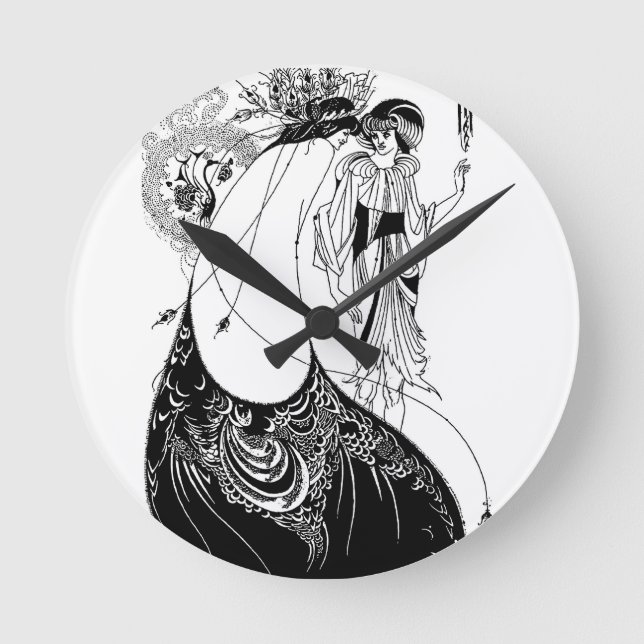 Peacock Skirt Beardsley Art Nouveau Runde Wanduhr (Vorderseite)