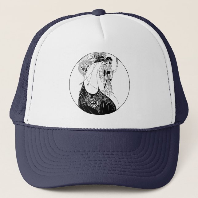 Peacock Skirt Beardsley Art Nouveau Truckerkappe (Vorderseite)