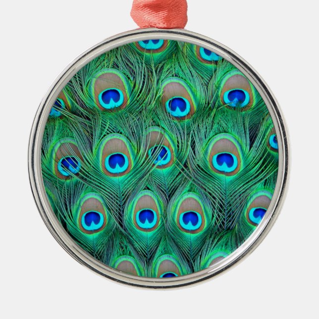 Peacock Splendor Silbernes Ornament (Vorne)