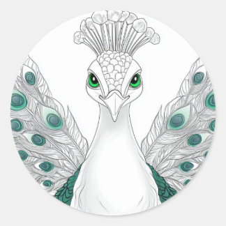 Peacock sticker. A noble and beautiful bird Runder Aufkleber
