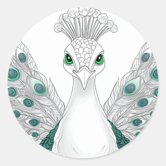Peacock sticker. A noble and beautiful bird  Runder Aufkleber (Vorderseite)