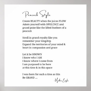 Peacock Style Royal Boss Lady Poster Wand Art