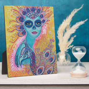 Peacock Sugar Skull Art Fotoplatte