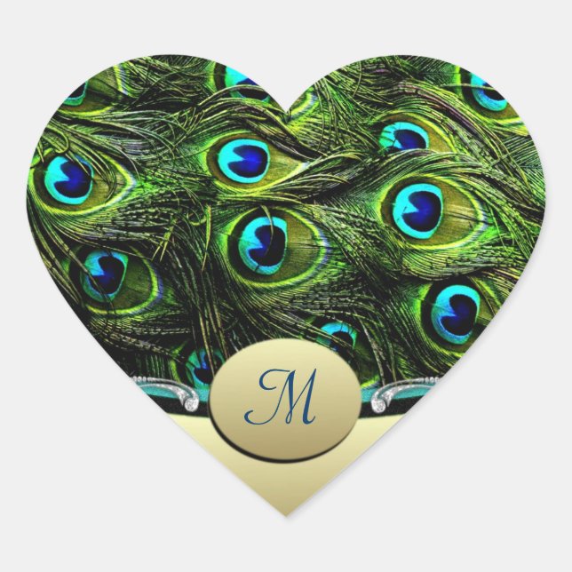 Peacock Theme Wedding Umschlag Aufklebers Herz-Aufkleber (Vorderseite)