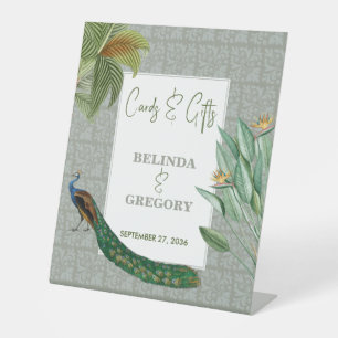 Peacock Tropical Greenerenerity Wedding Cards Schi Sockelschild